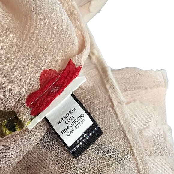 Kate Spade New York In Bloom Chiffon Blouse, Sheer, Floral, Silk Cotton Blend,XL - Picture 7 of 9